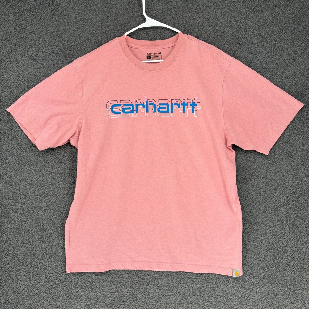 Carhartt Loose Fit Graphic Logo T-Shirt Pink TK5709-M Mens Large
